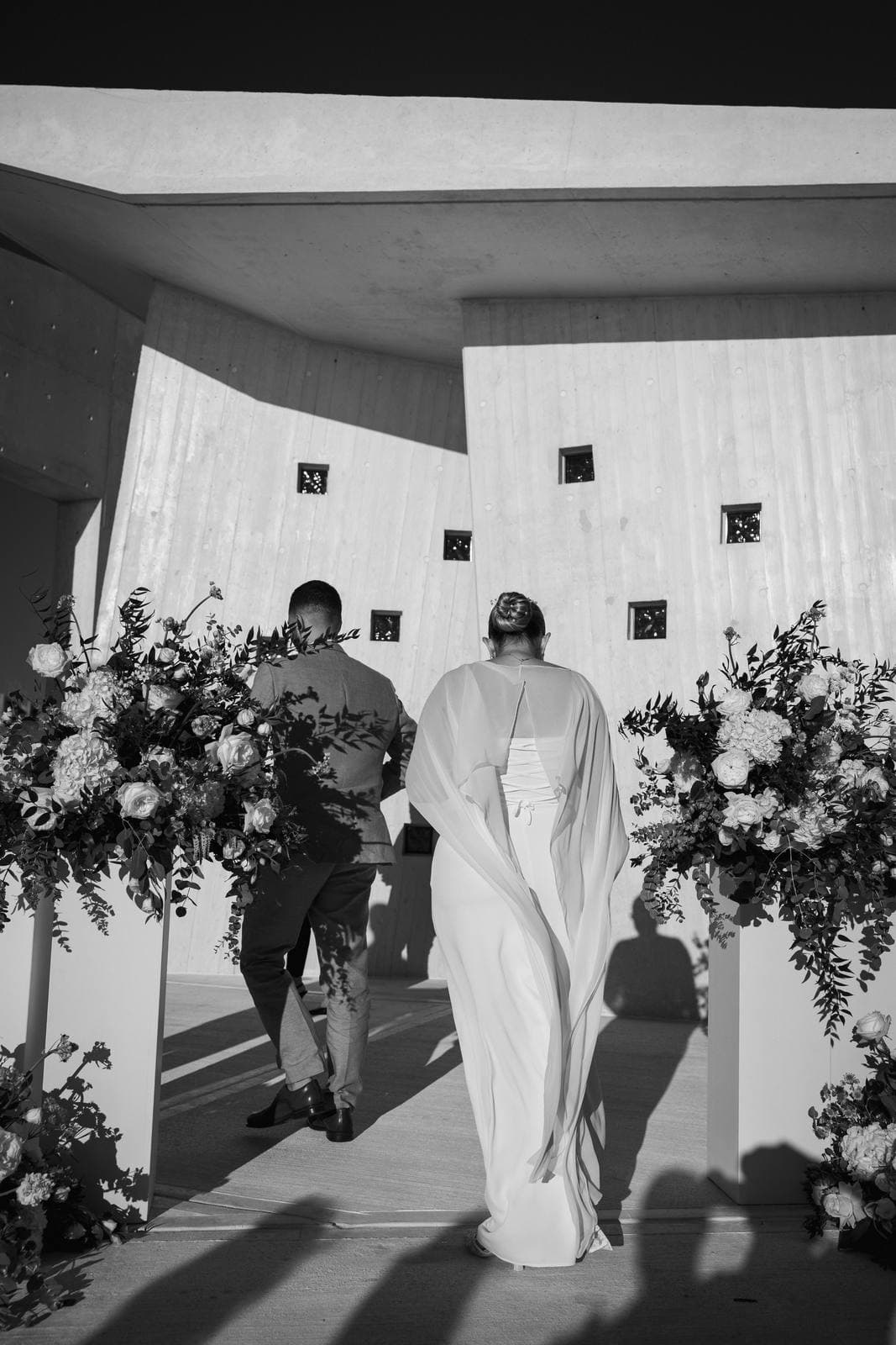 Christos & Eleni, the couple at the chapel, in black and white