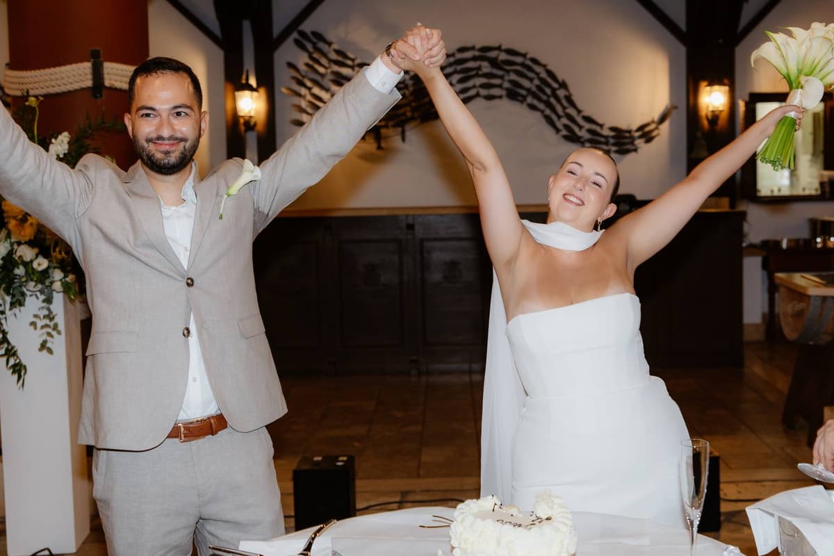 Christos & Eleni, celebrating after the cake